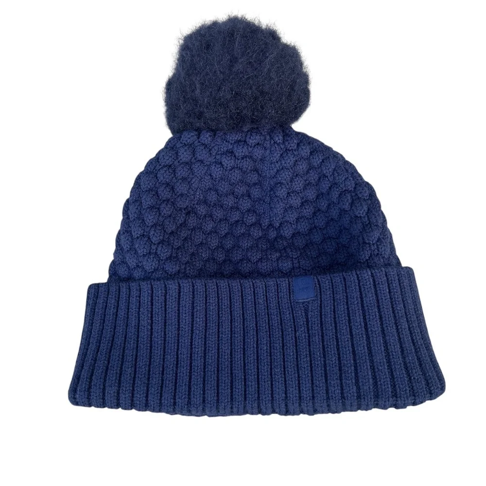 Lululemon Athletica Navy Blue Bubble Knit Pom Pom Beanie